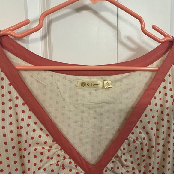 April Cornell Polka Dot Midi Retro V-Neck A-line Cap Sleeve Dress - Picture 9 of 11